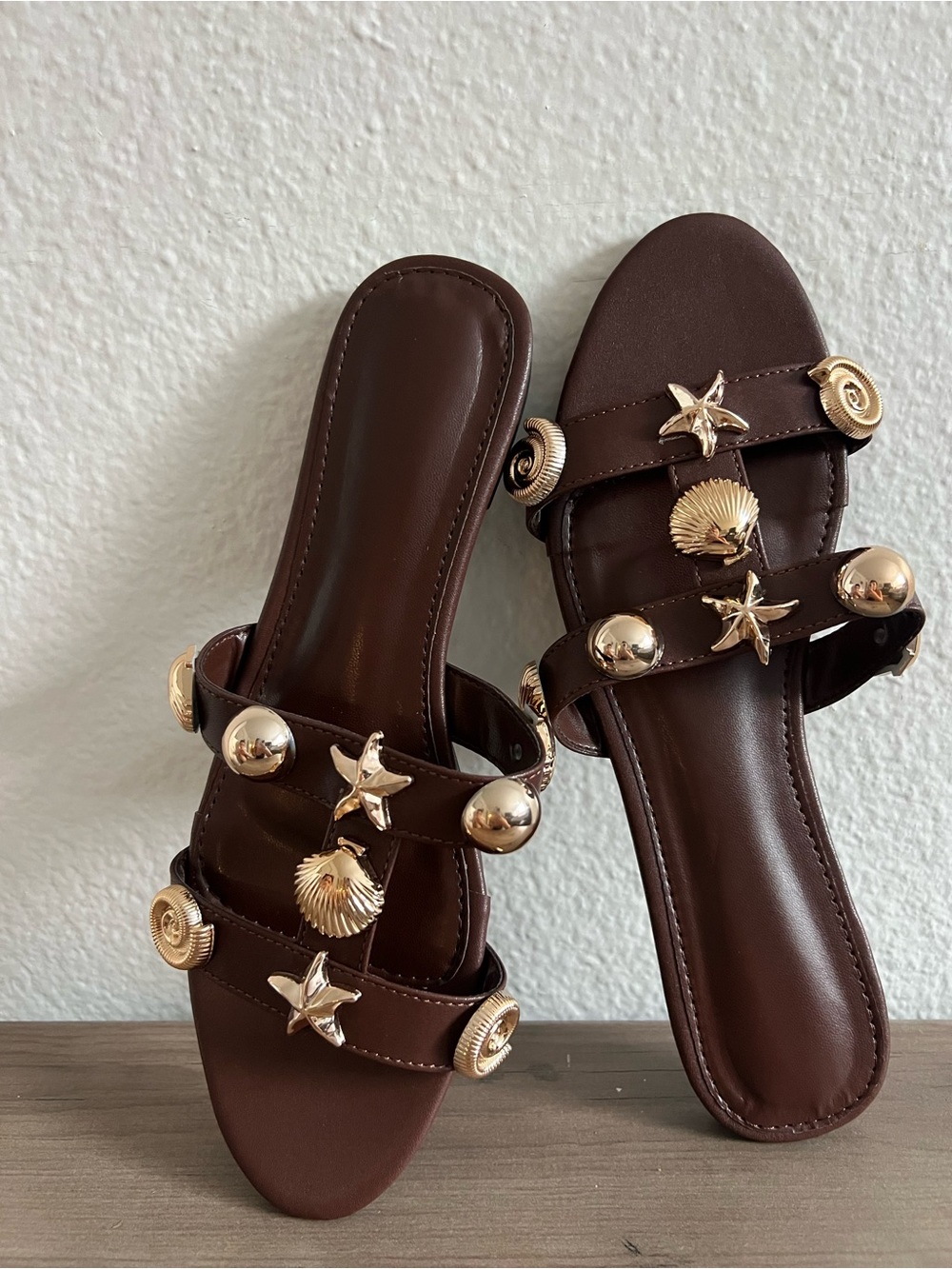 Brown Seashell Sandals - Picture 2 of 4